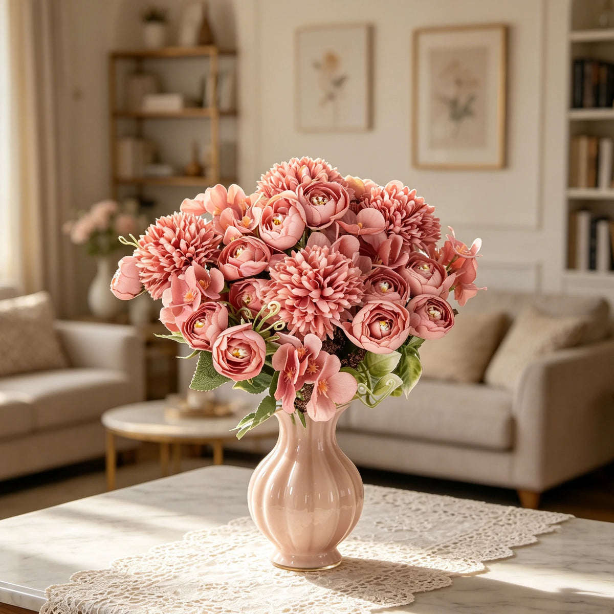 Artificial Silk Hydrangea Rose Bouquet | Wedding & Home Décor Artificial Flower Bouquet Babs