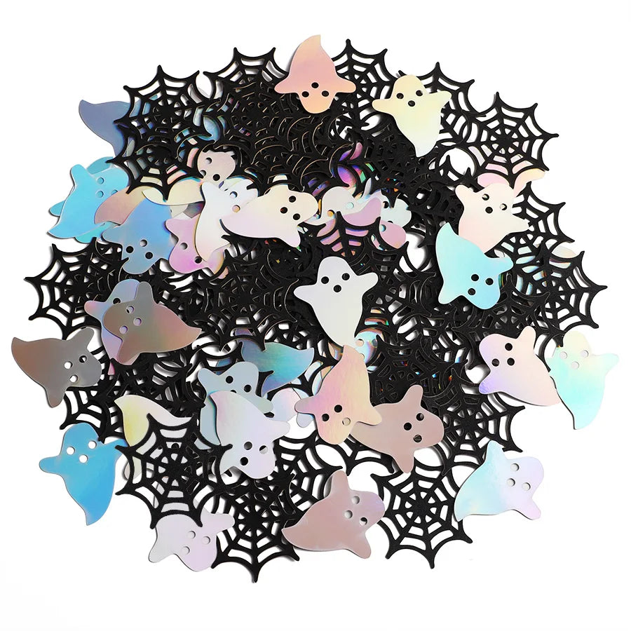 100Pcs Halloween Ghost Confetti – Spooky Spiderweb Party Decor Halloween Party Confetti Babs