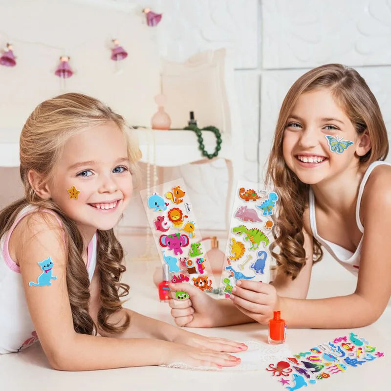 10 Sheets 3D Bubble Stickers Cartoon Animals & Cars Kids Party Kids Craft Stickers Babs
