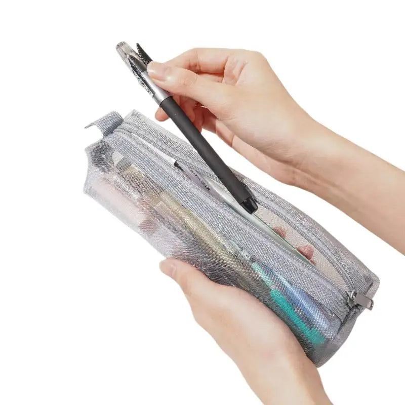 HUXUAN Mesh Pencil Case Transparent Pouch School & Office Mesh Pencil Case Babs