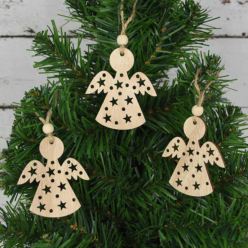 3pcs Vintage Christmas Wooden Ornaments – DIY Tree Pendants Christmas Tree Ornaments Babs J