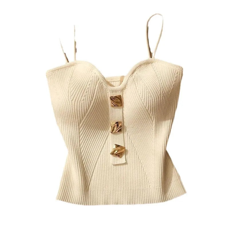 Women's Knit Bandeau Crop Top – Sleeveless Open Back Camisole Knit Bandeau Crop Top Babs