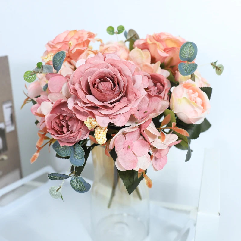 Artificial Silk Peony Rose Bouquet – Fake Flowers for Home & Wedding Artificial Flower Bouquet Babs