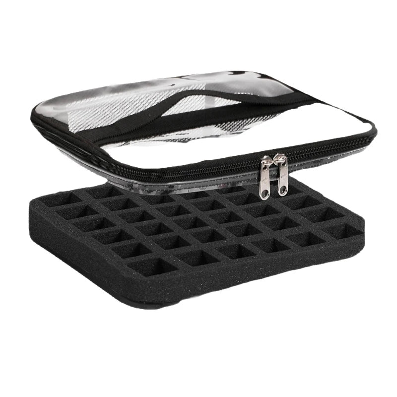 Clear PVC Makeup & Nail Polish Organizer Bag – 36 Grid Cosmetic Organizer Bag Babs Black 36 grid