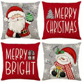 Christmas Pillow Covers Set of 4 – Santa & Snowman 18x18" Holiday Pillow Covers Babs A 4PCS
