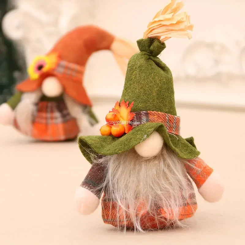 Fall Gnome Plush Figurine – Autumn Pumpkin Thanksgiving Décor Holiday Gnome Figurine Babs