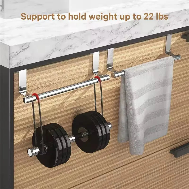 No-Drill Stainless Steel Towel Bar with Hook – 30cm Door Towel Bar Babs