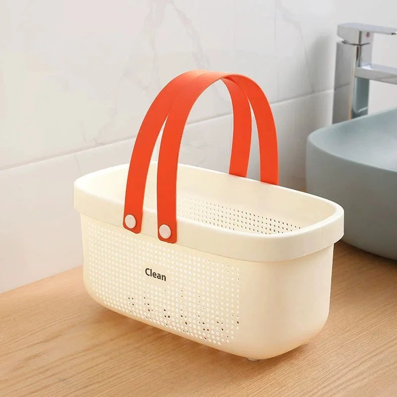 Plastic Storage Basket with Handle – Shower Caddy Organizer Storage Basket Babs White L