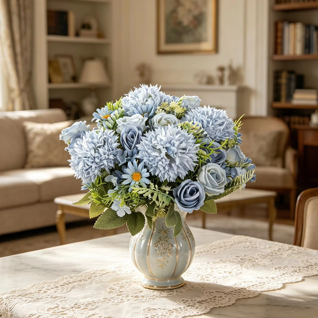 Silk Artificial Chrysanthemum Rose Bouquet | Wedding Home Decor Artificial Flower Bouquet Babs