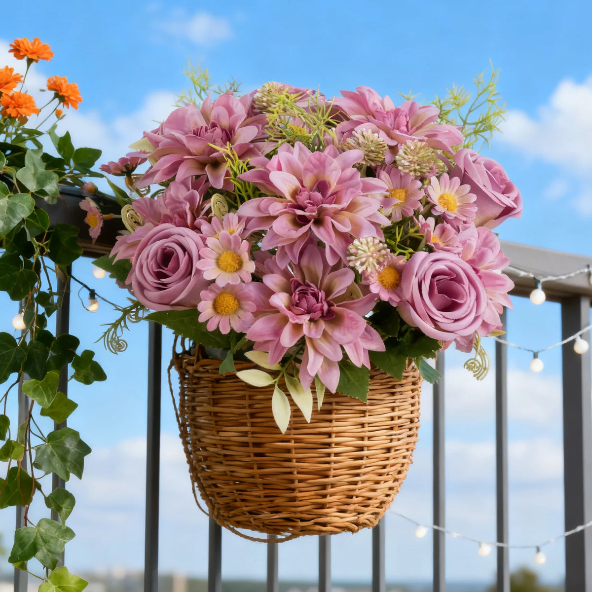 Silk Artificial Dahlia Rose Bouquet – Wedding & Home Decor Artificial Flower Bouquet Babs