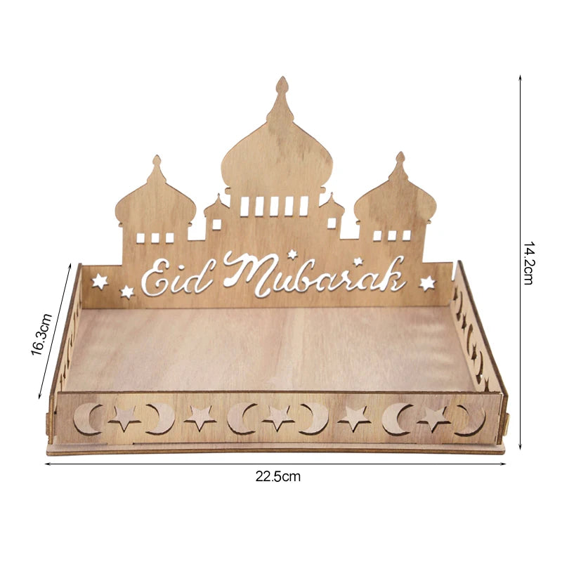 Wooden Eid Mubarak Food Tray – Ramadan Cake Display & Décor Wooden Serving Tray Babs 10
