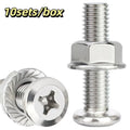 304 Stainless Steel Phillips Flange Bolts & Nuts Set M6 M8 Flange Bolt Nut Set Babs M10-40