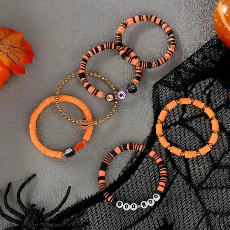 6pcs Halloween Charm Bracelet Set – Pumpkin Bat Ghost Halloween Charm Bracelet Babs
