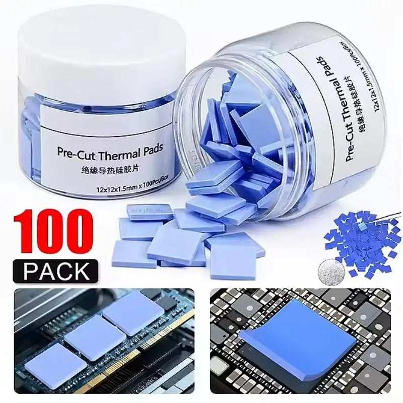 100Pcs Silicone Thermal Pads 6W/mk | IC & GPU Heat Sink Pads Thermal Interface Pads Babs