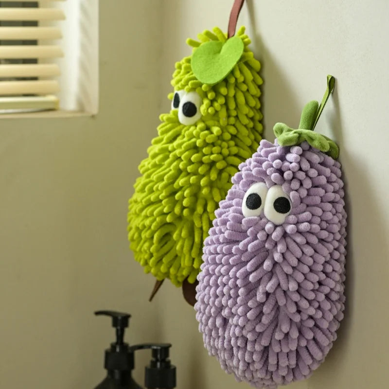 Fruit Shaped Hanging Hand Towels – Soft Chenille Washcloth Novelty Hand Towel Babs