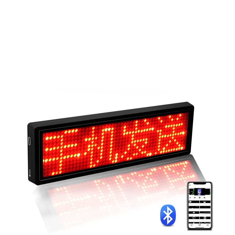 Rechargeable Bluetooth LED Name Tag – Scrolling Message Badge LED Name Badge Babs Red