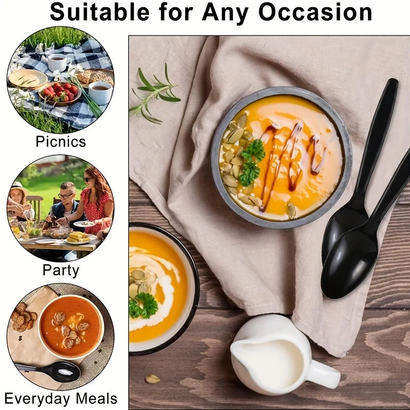 100-Pack Plastic Dessert Spoons for Parties & Buffets Plastic Dessert Spoons Babs