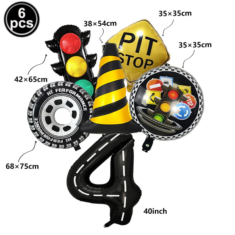 6-Piece Race Car Balloon Kit – Racing Birthday Party Decor Party Balloon Kit Babs B Number 4 As picture show