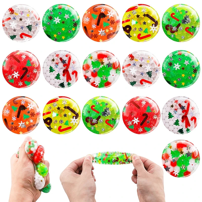 Christmas Glitter Squeeze Balls – Sensory Toy Party Fillers Squeeze Sensory Toy Babs