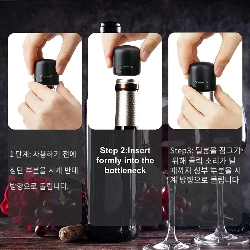 Reusable Vacuum Wine & Champagne Bottle Stoppers – Leak-Proof Wine Bottle Stopper Babs