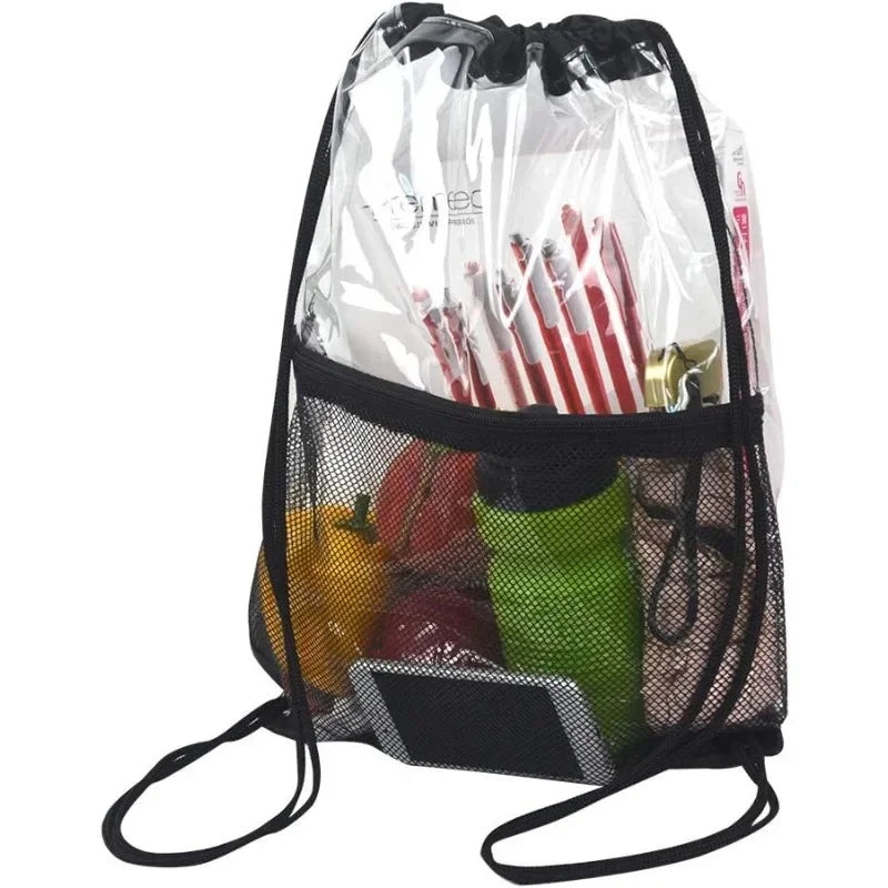 Clear PVC Drawstring Backpack – Stadium, Gym & Travel Bag Clear Drawstring Backpack Babs