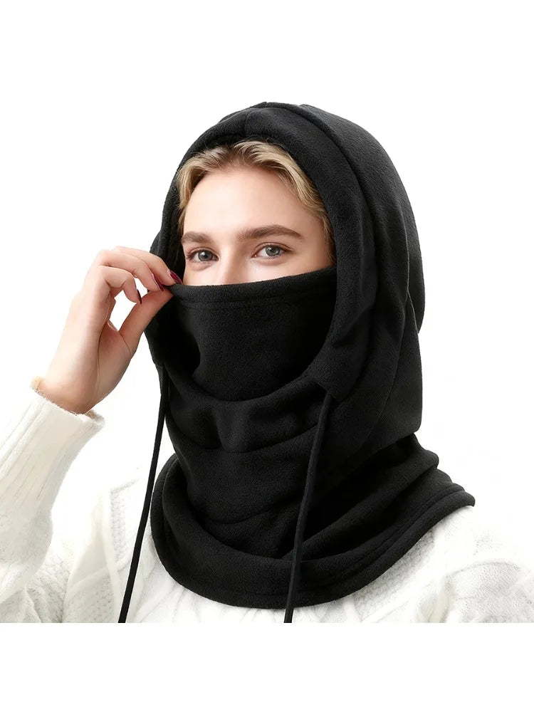 Unisex Winter Balaclava Knit Hood – Windproof Riding Warm Cap Winter Balaclava Hood Babs black