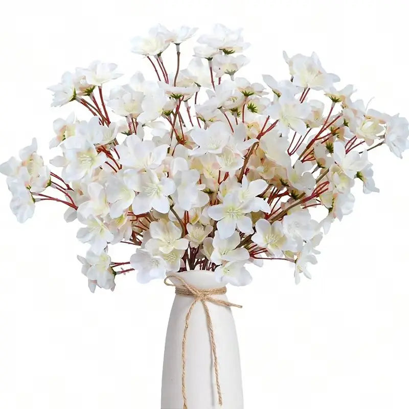 Silk Peach Blossom Artificial Flowers – Wedding & Home Décor Artificial Silk Flowers Babs WHITE 1 pc