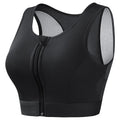 Plus Size Zip Front Padded Sports Bra | Full Coverage Yoga Tank Padded Sports Bra Babs BLACK 5XL