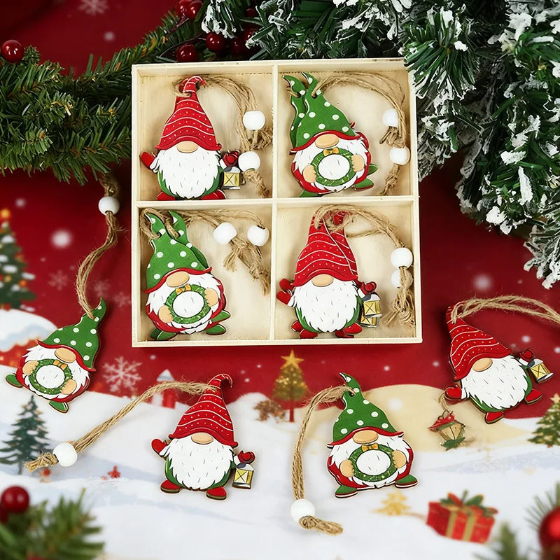 12pcs Christmas Gnome Wooden Ornaments – Xmas Tree Pendants Christmas Tree Ornaments Babs