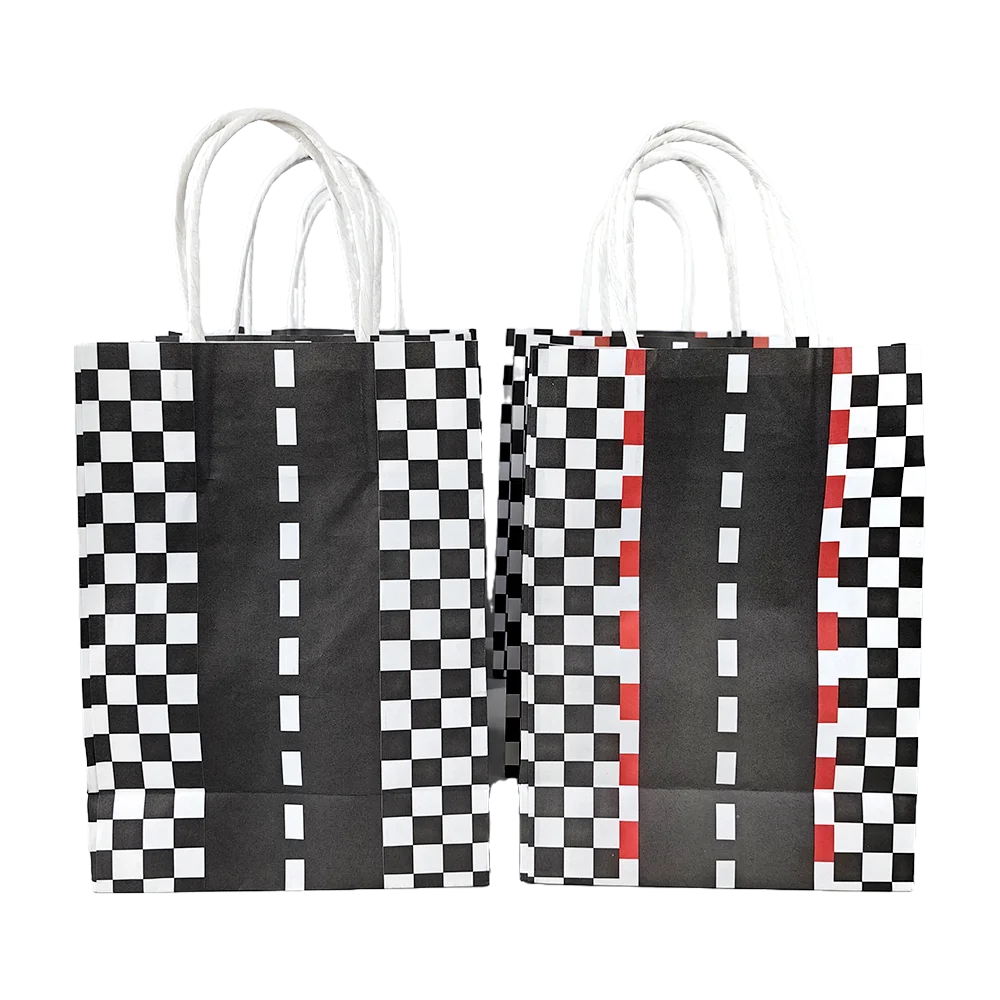 Racing Party Favor Bags | Black & White Checkered Treat Bags Party Favor Bags Babs