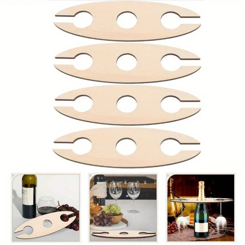 4-Piece Wooden Wine Rack Holder – Home Bar Space-Saving Set Wooden Wine Rack Babs 4pcs