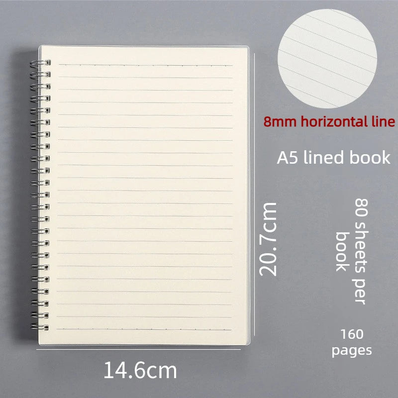 Spiral Coil Notebook – Lined, DOT, Grid & Blank Journal Spiral Coil Notebook Babs A5 horizontal line