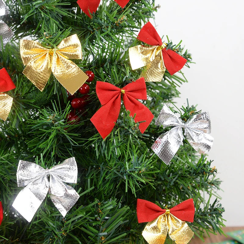 12/24pcs Christmas Bow Ornaments Red Gold Xmas Tree Pendants Christmas Tree Ornaments Babs