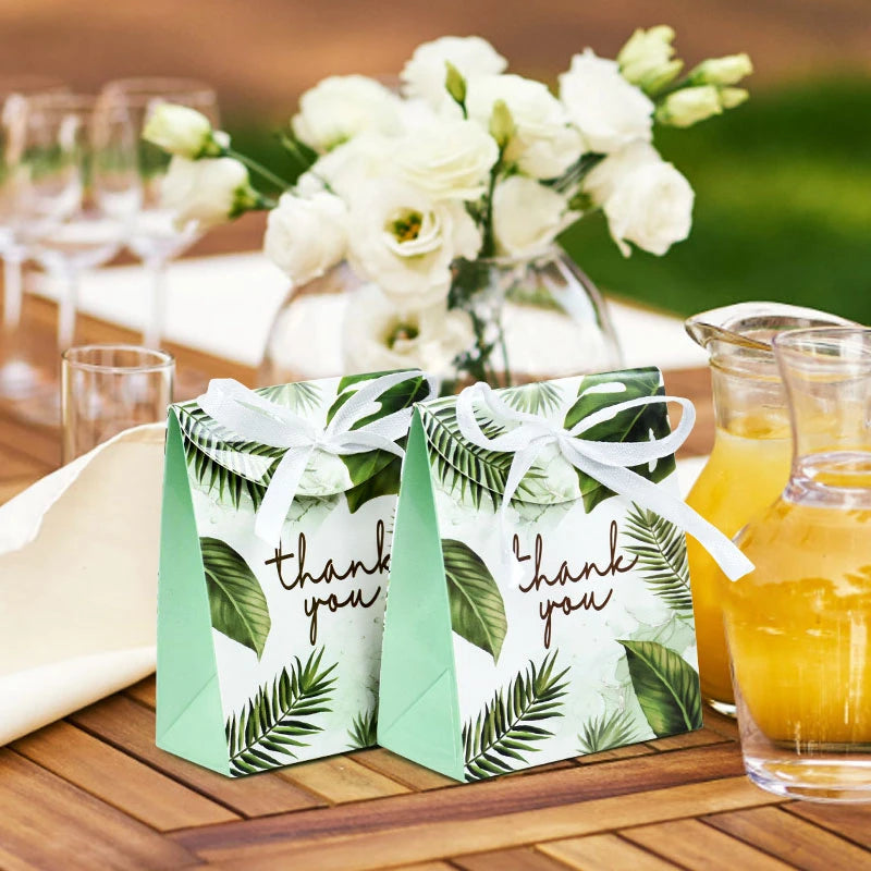 Thank You Candy Gift Boxes – Green Leaf Party Favor Bags Party Favor Gift Boxes Babs