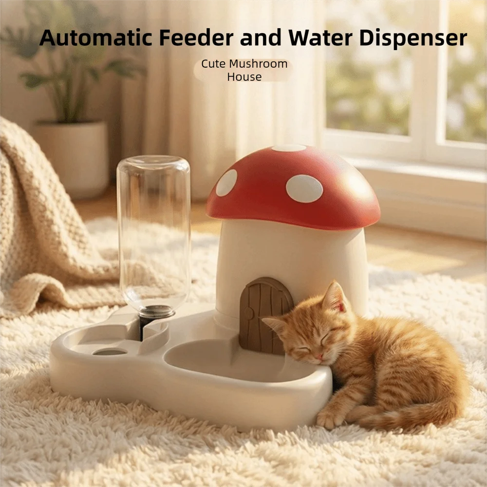 2-in-1 Mushroom Automatic Pet Feeder & Water Dispenser Automatic Pet Feeder Babs