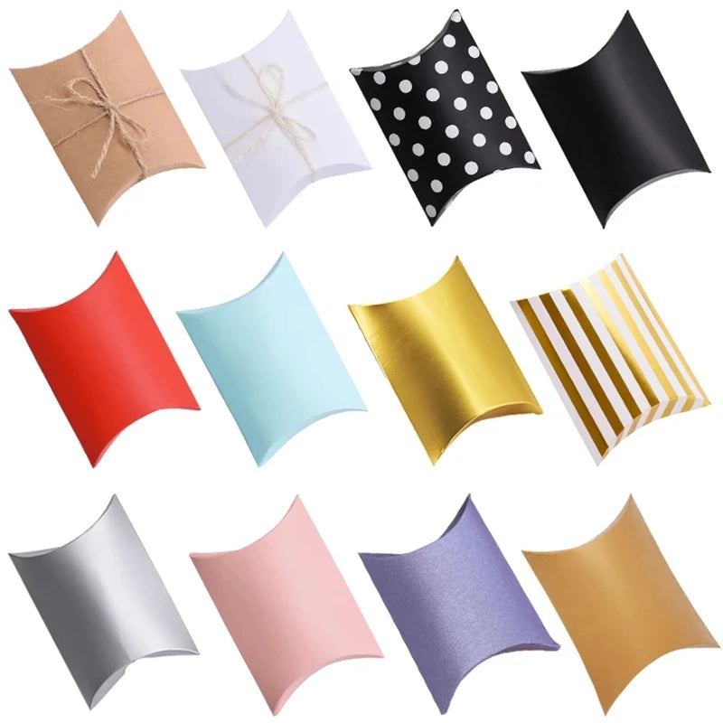 Pillow Candy Gift Boxes Kraft Paper Party Favors 10/20/30 Pcs Gift Packaging Boxes Babs