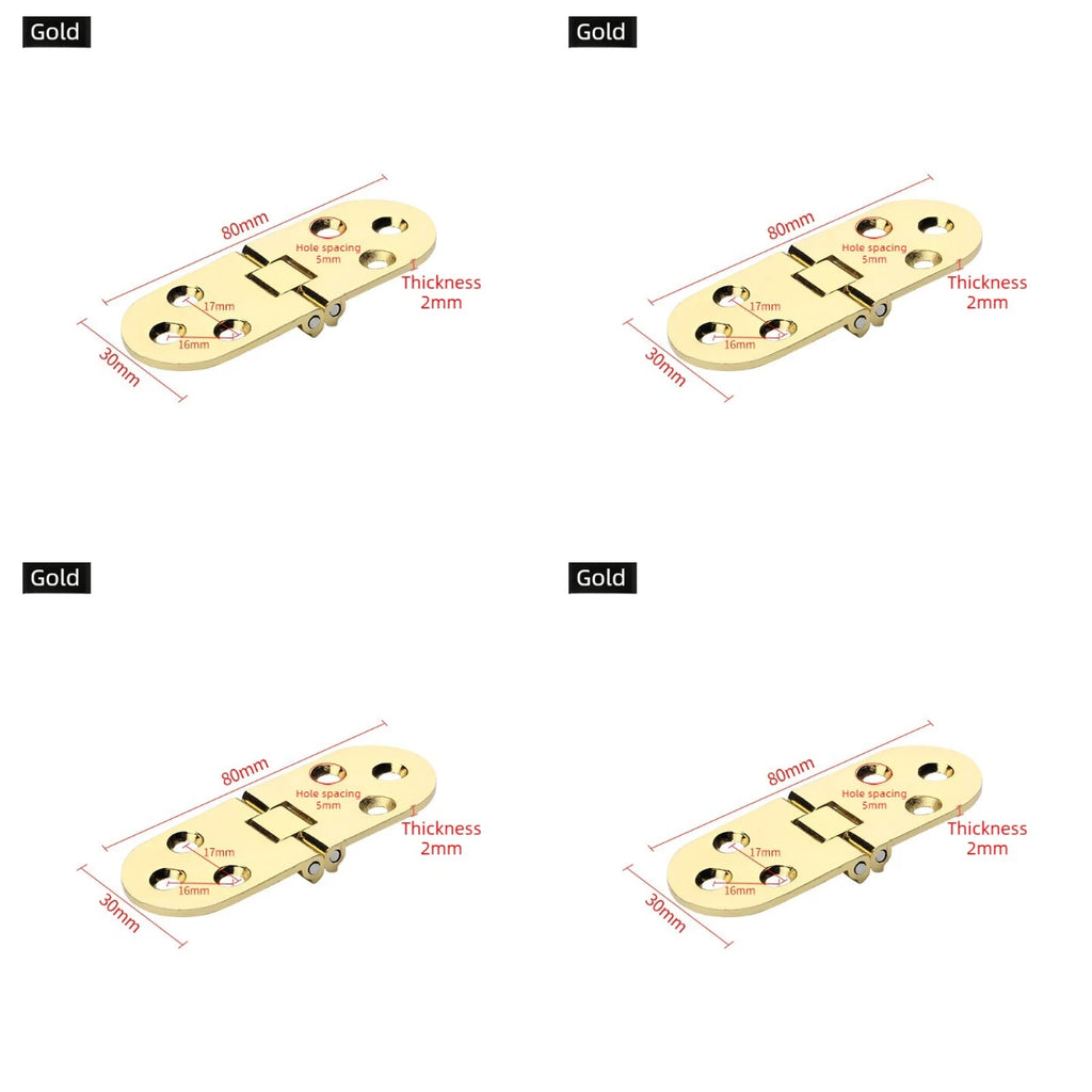 4pcs Zinc Alloy Folding Cabinet & Table Hinges – 180° Flip Folding Cabinet Hinges Babs Gold 4pcs