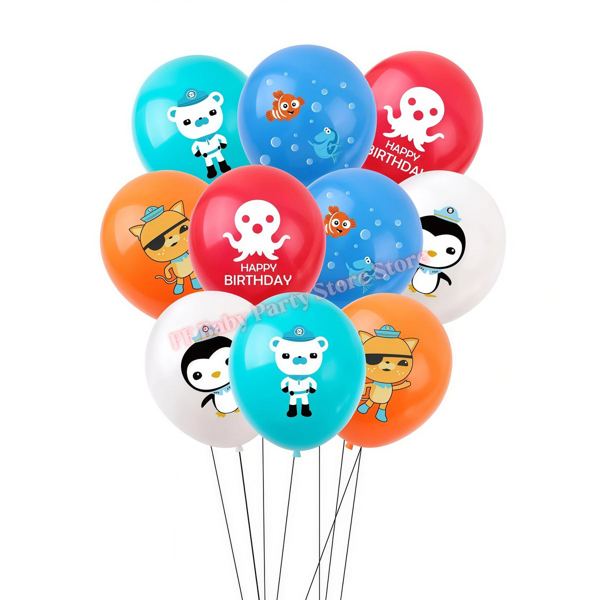 Octonauts Birthday Foil Balloons – Baby Shower Party Decor Party Foil Balloons Babs 10pcs balloons
