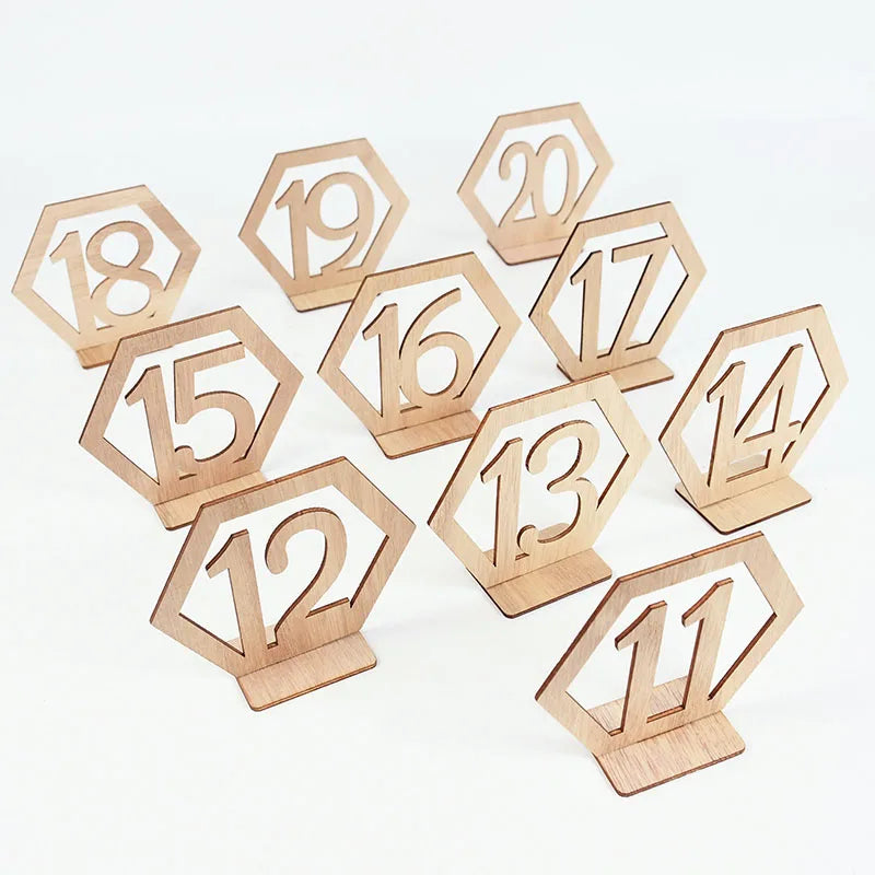 10pcs Hexagon Wooden Table Number Signs – Rustic Wedding Décor Table Number Signs Babs