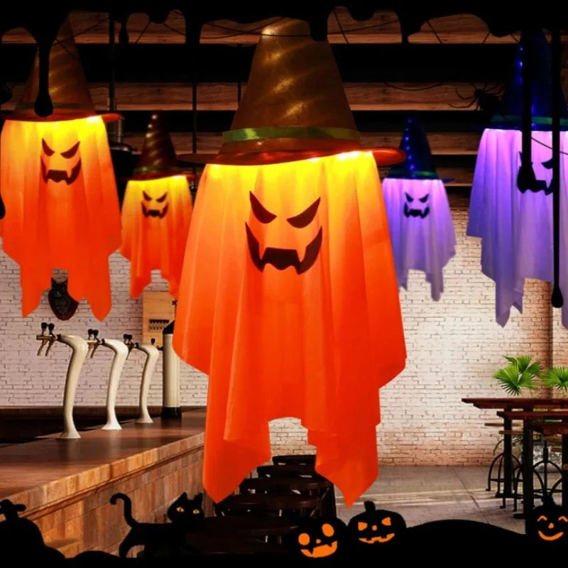Halloween Glowing Witch Hat Hanging Decor | LED 1/2 Pack Halloween Hanging Decor Babs
