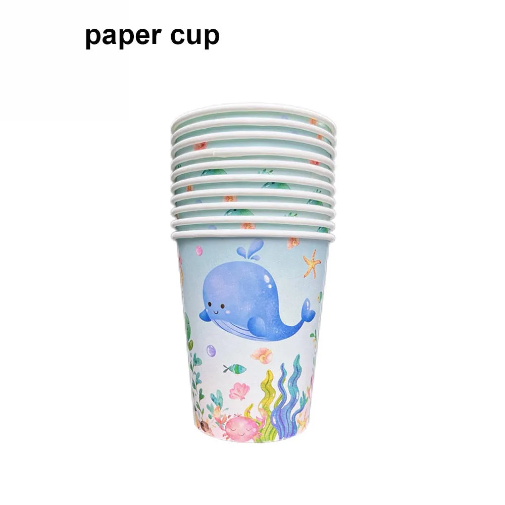 Under the Sea Party Tableware – Shark Paper Plates & Cups Party Tableware Set Babs B-3 50pcs