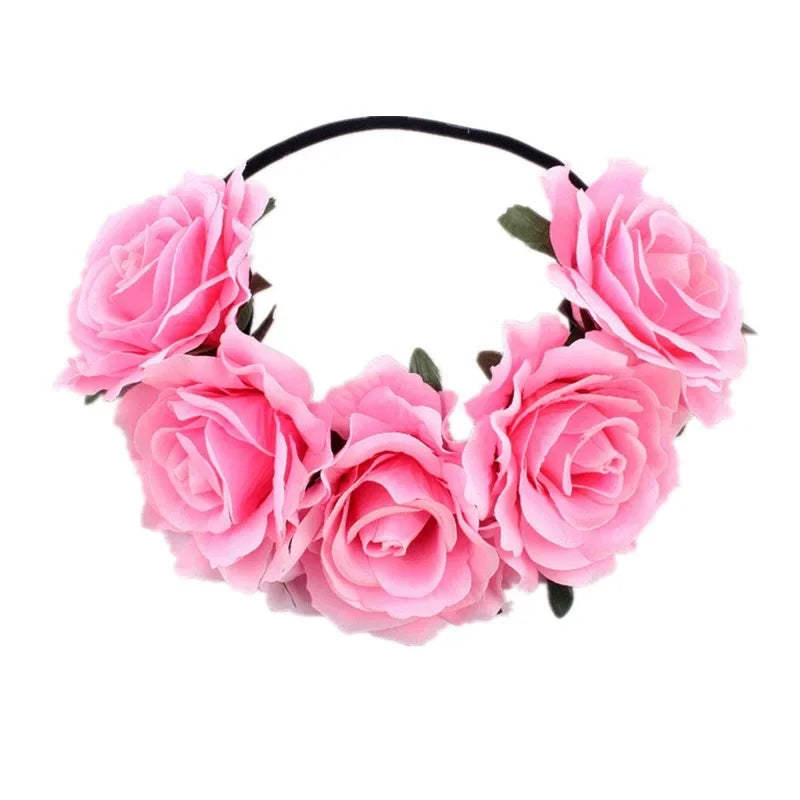 10-Pack Rose Flower Headband Wreath – Wedding & Party Set Floral Wreath Headband Babs 24