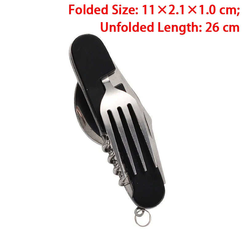 6-in-1 Foldable Camping Cutlery Set – Stainless Steel Utensils Camping Cutlery Set Babs