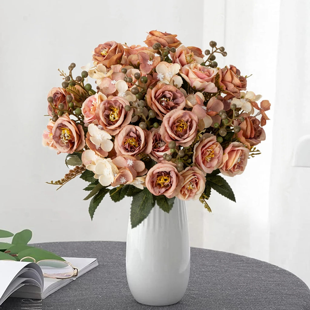 Silk French Rose Artificial Flowers – Bouquet & Wedding Decor Artificial Silk Flowers Babs
