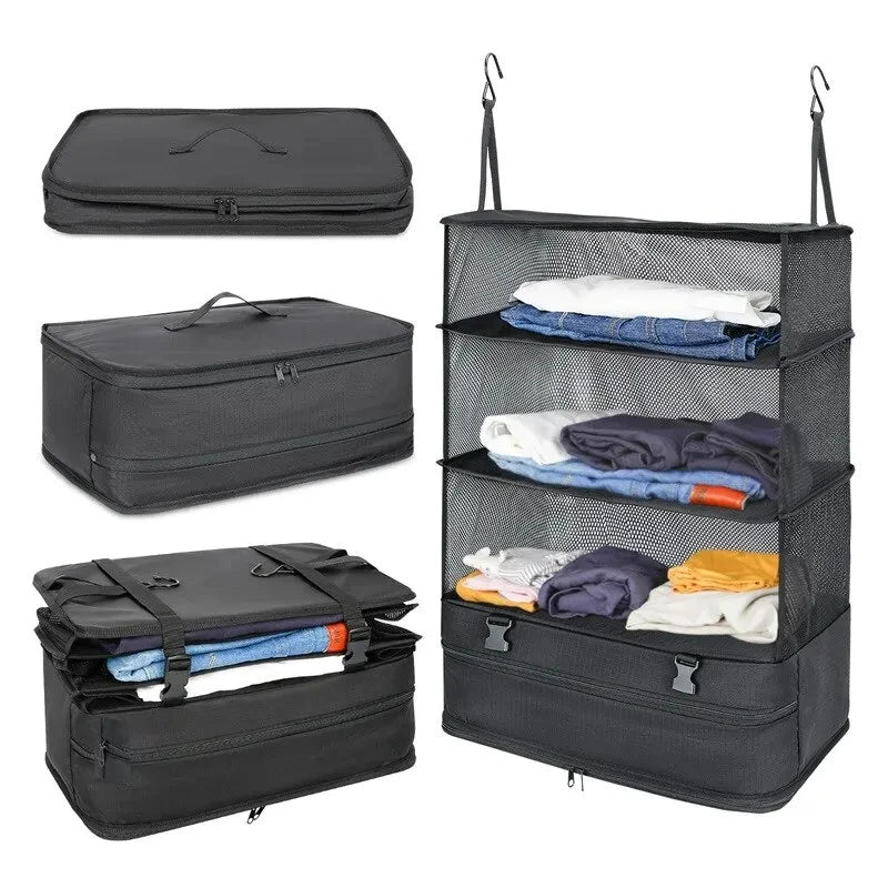 3-in-1 Hanging Travel Garment Organizer Bag – Large Capacity Travel Garment Organizer Babs Black