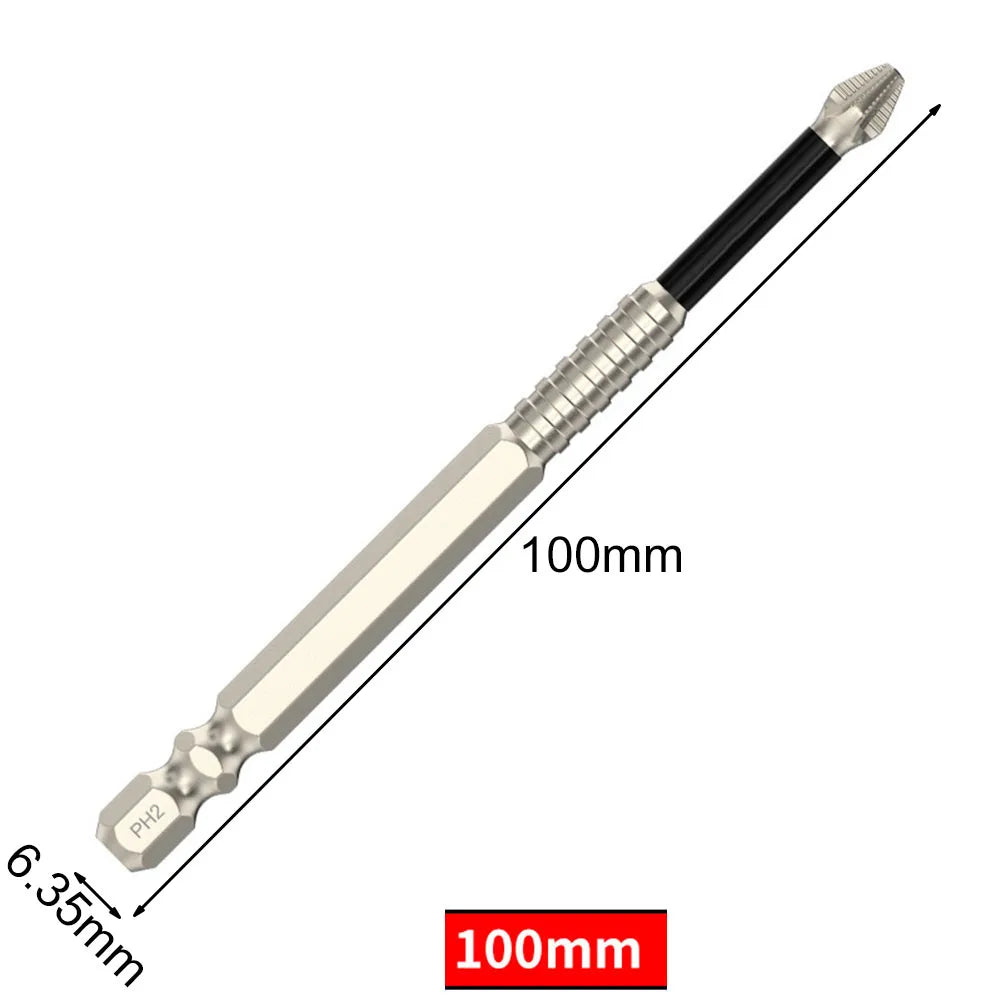 PH2 Magnetic Screwdriver Bit Alloy Steel Anti-Slip 25–150mm Screwdriver Bit Babs 100mm