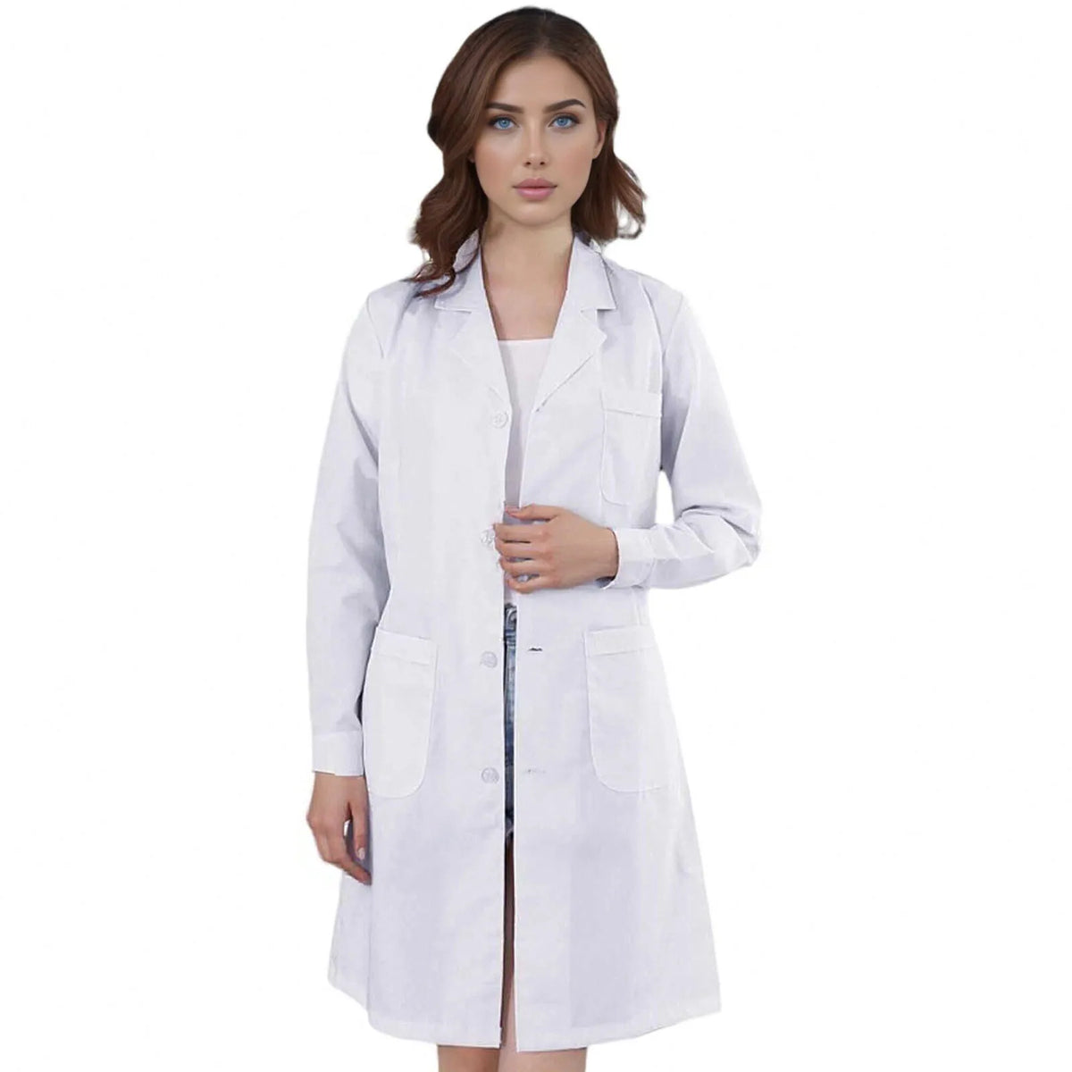 Women's White Lab Coat Long Sleeve Nurse Work Uniform Coat Women's Lab Coat Babs White M