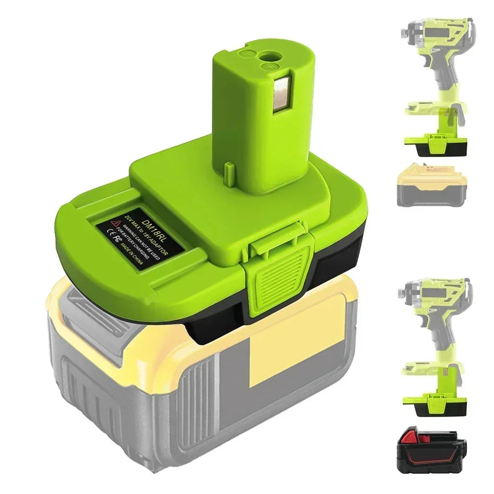 DM18RL Battery Adapter: Dewalt 20V & Milwaukee M18 to Ryobi Battery Converter Adapter Babs