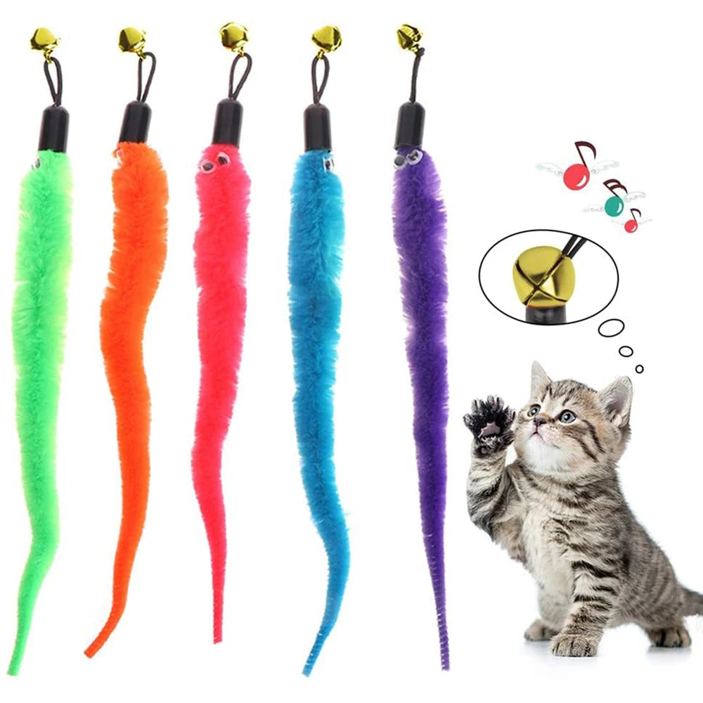 Worm Cat Toy Replacement Heads – Plush Teaser Wand Lures Cat Toy Replacement Babs