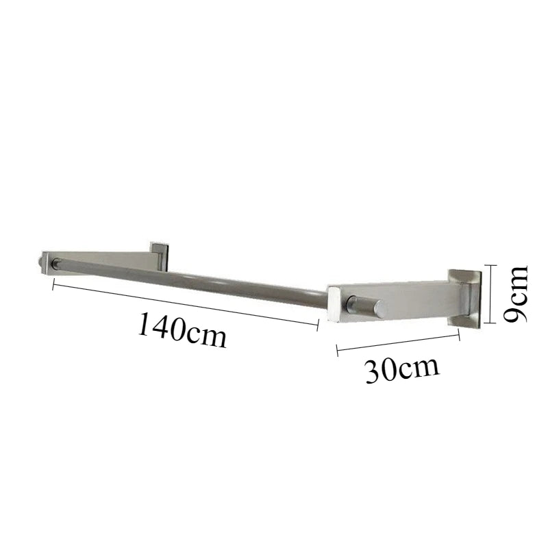 Wall Mounted Stainless Steel Coat Rack – Modern 2-Hook Hanger Wall Mounted Coat Rack Babs 2 Brackets-1.4M